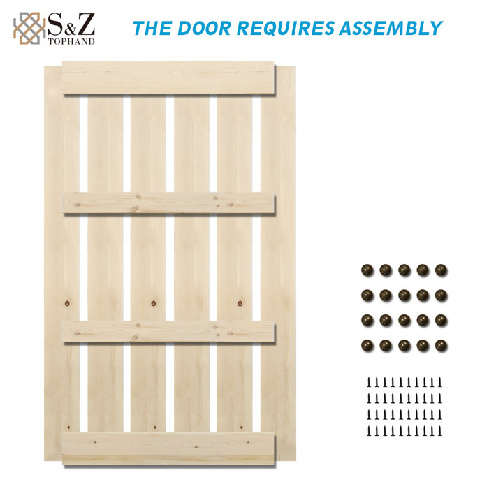 S&Z TOPHAND 84'' Solid Wood Barn Doors Unfinished Barn Door Wayfair